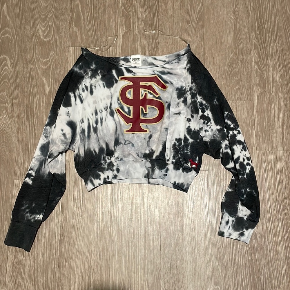 PINK VS FSU Off Shoulder Tie Dye Top